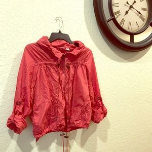 Coral Windbreaker w/ Concealable Hood